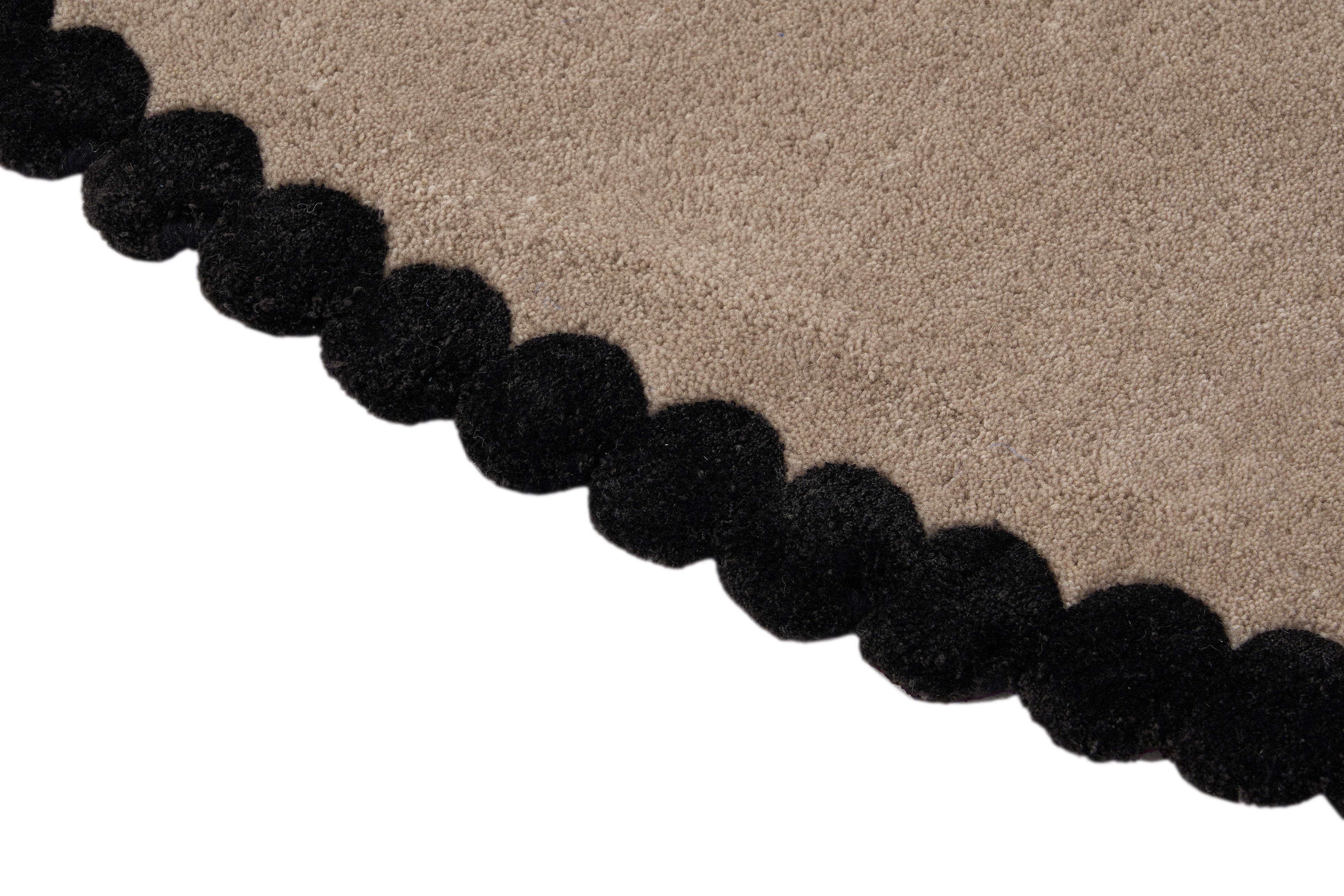 Runder Teppich LAILA beige mit Schwarz