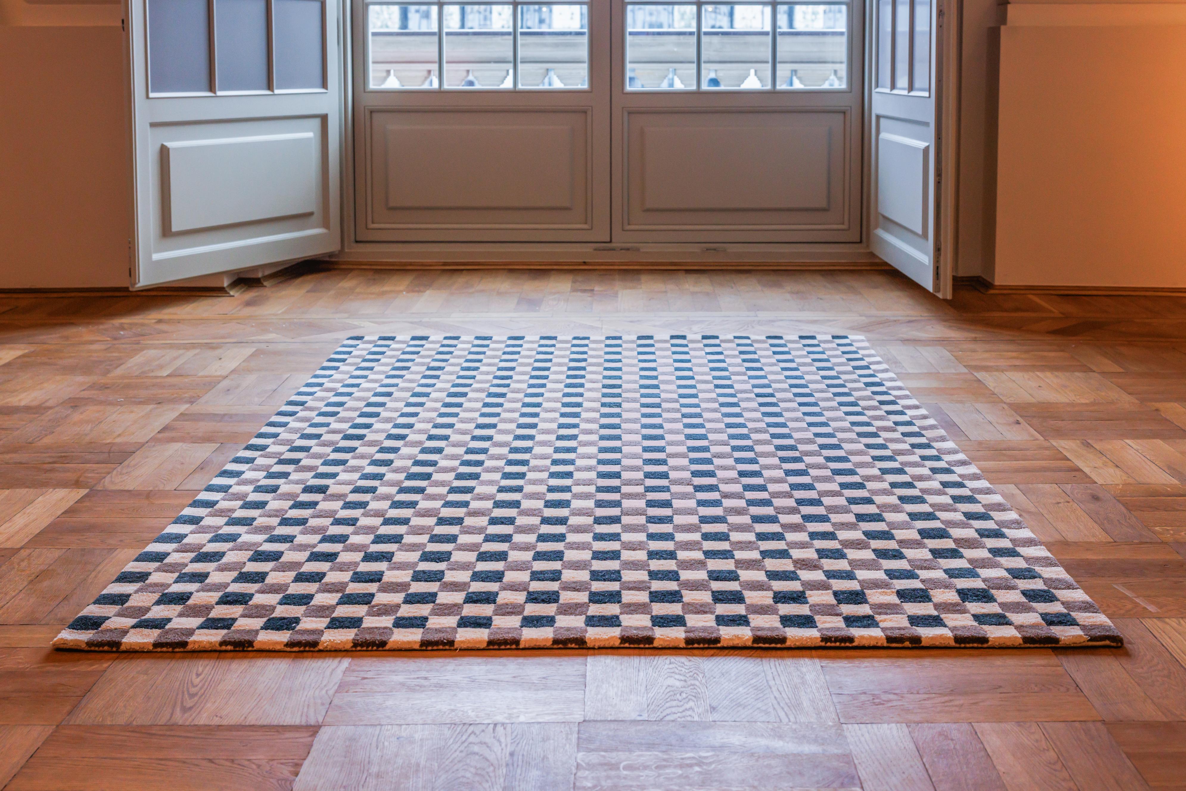 FLICKER rug dark green with beige and brown