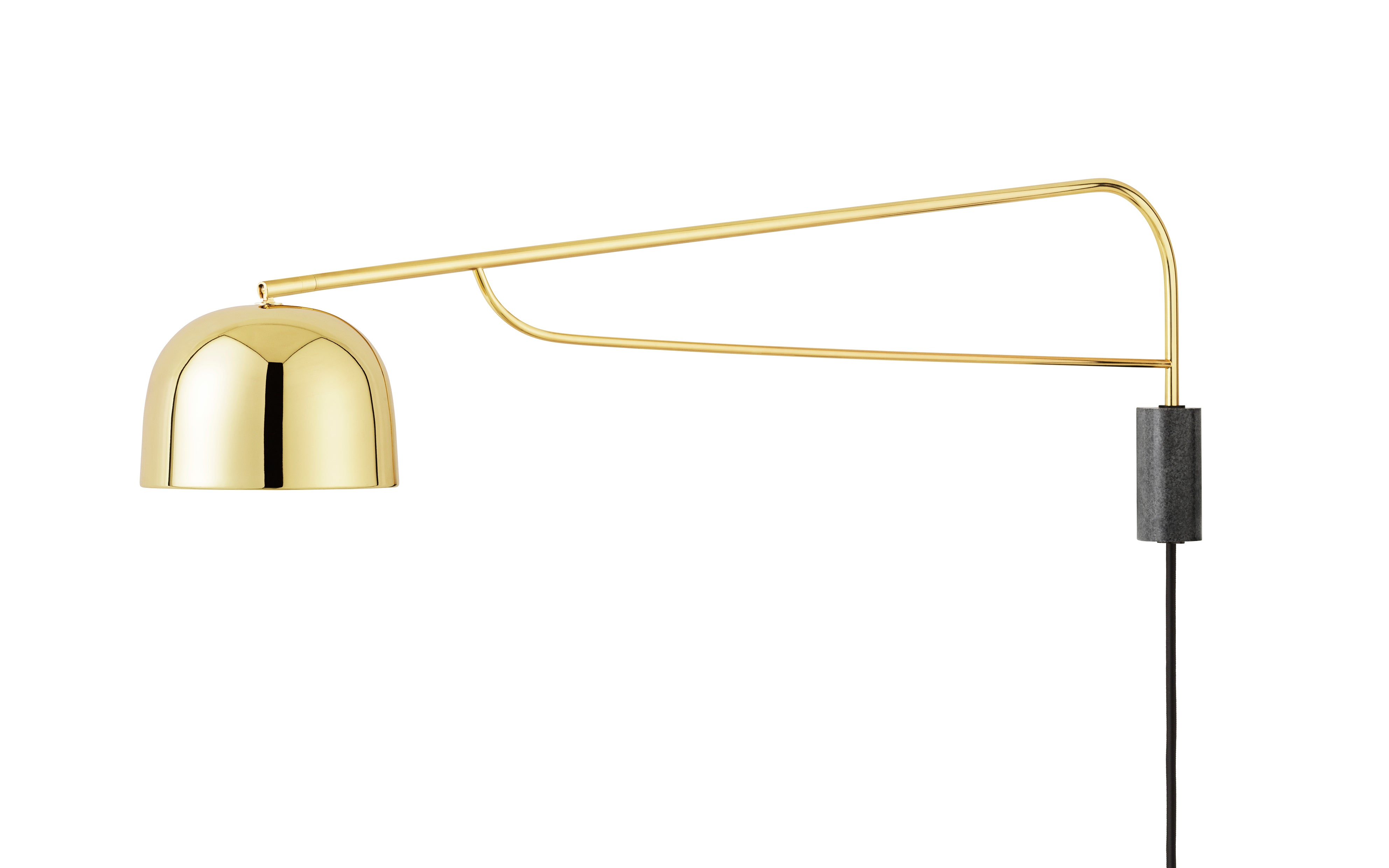 Wall lamp with arm GRANT gold with black granite