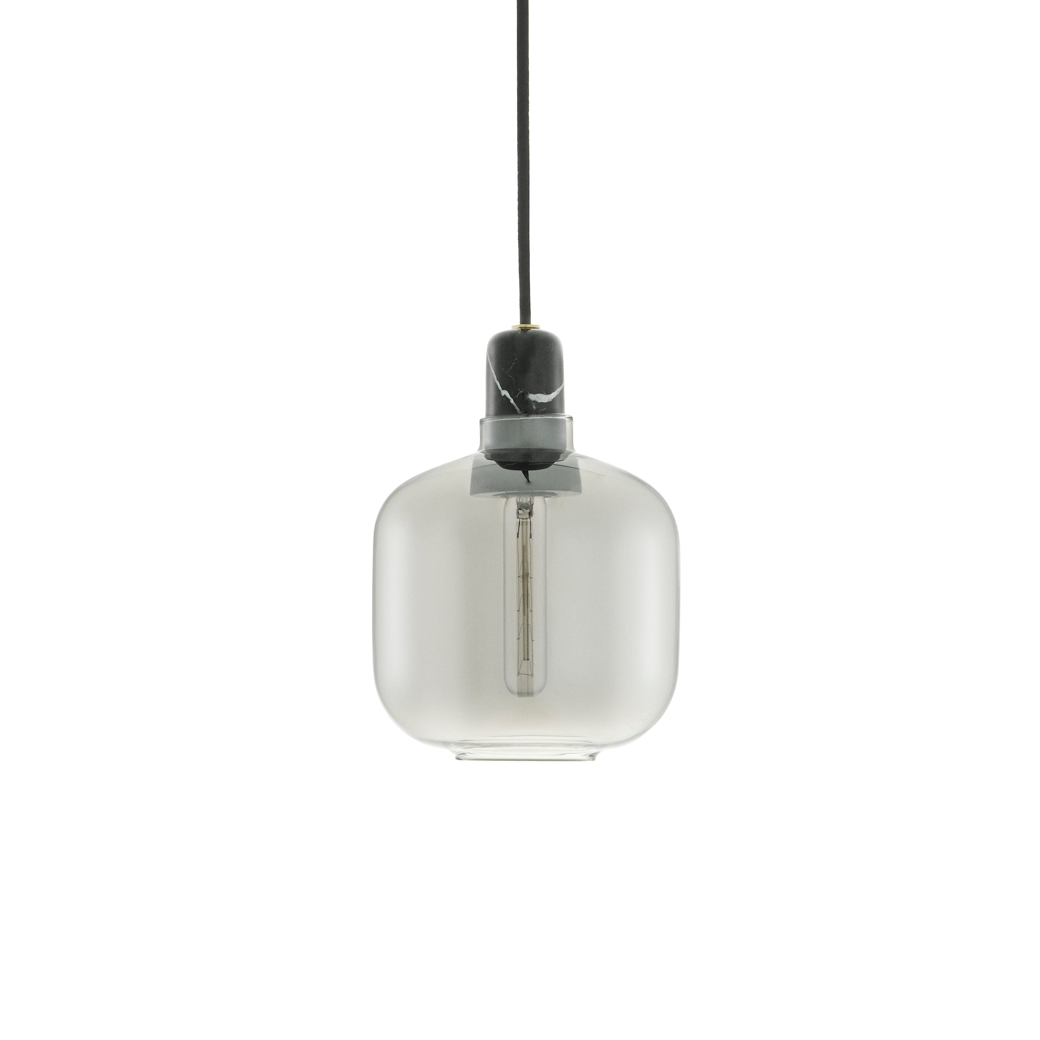 AMP pendant lamp with smoked glass and black marble