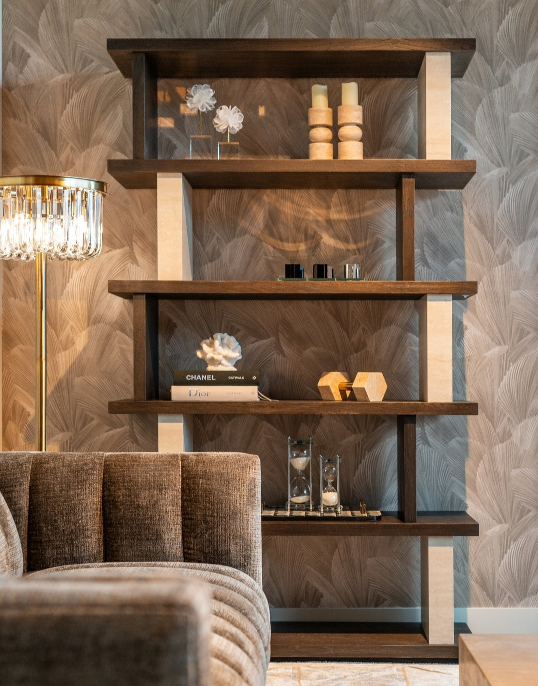 Regal WALDORF dunkelbraunes Holz und Stein