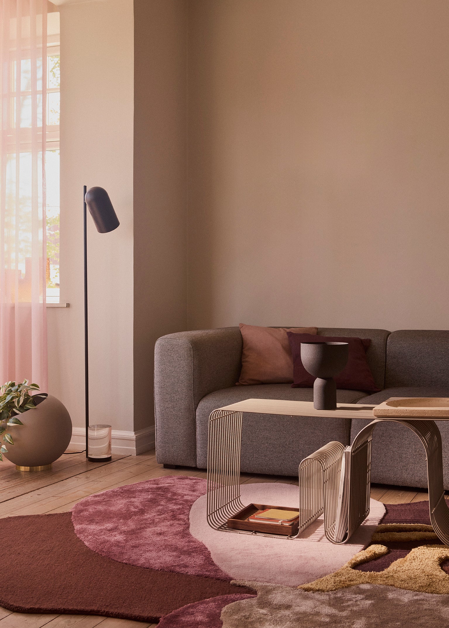 CURVA taupe bench