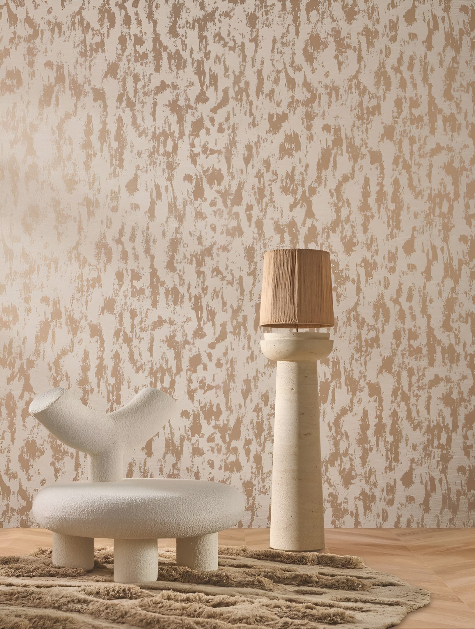 Metallic textile wallpaper PRECIOZA - GREY GOLD beige