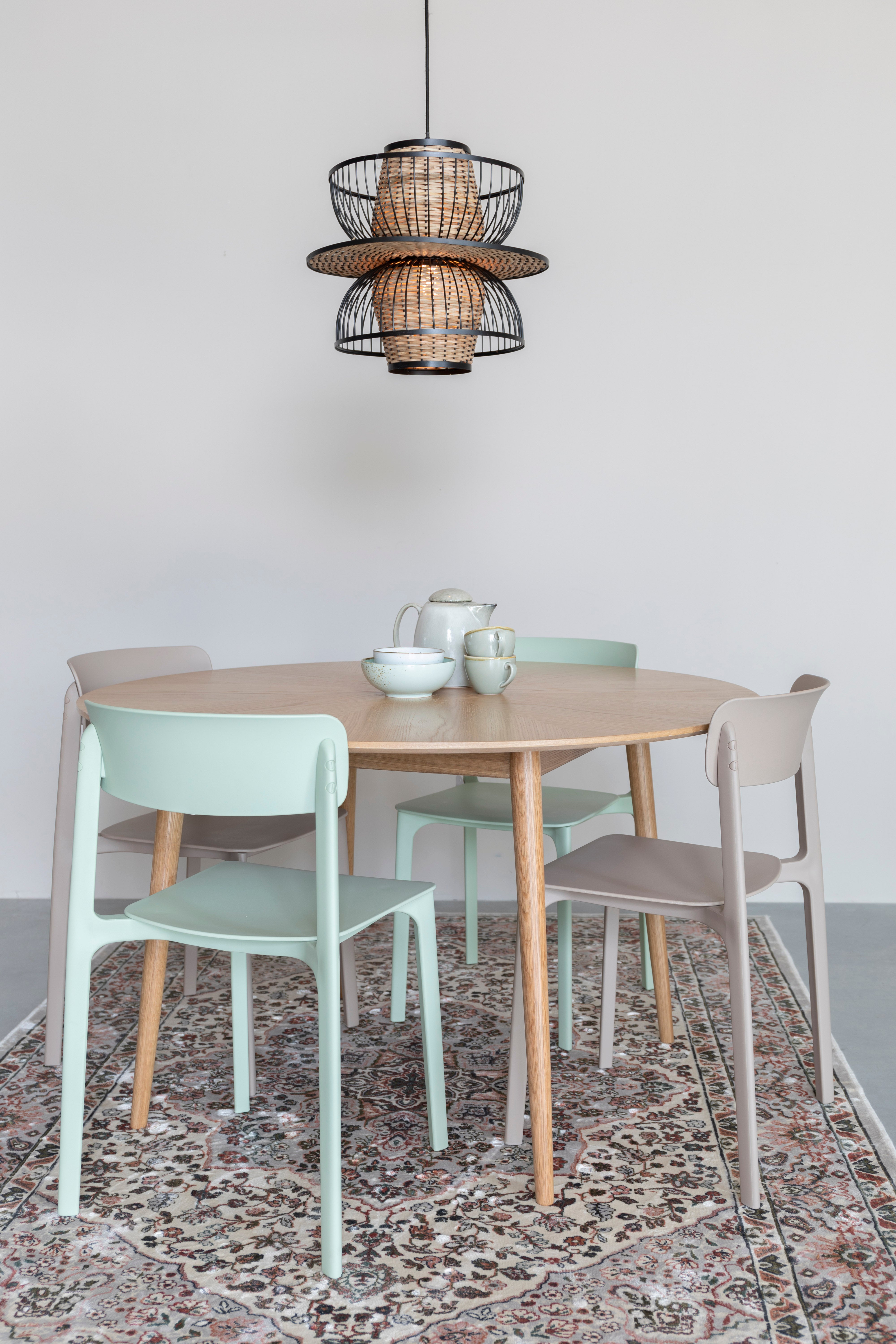 CARMEN Black Pendant Lamp with Natural Finish