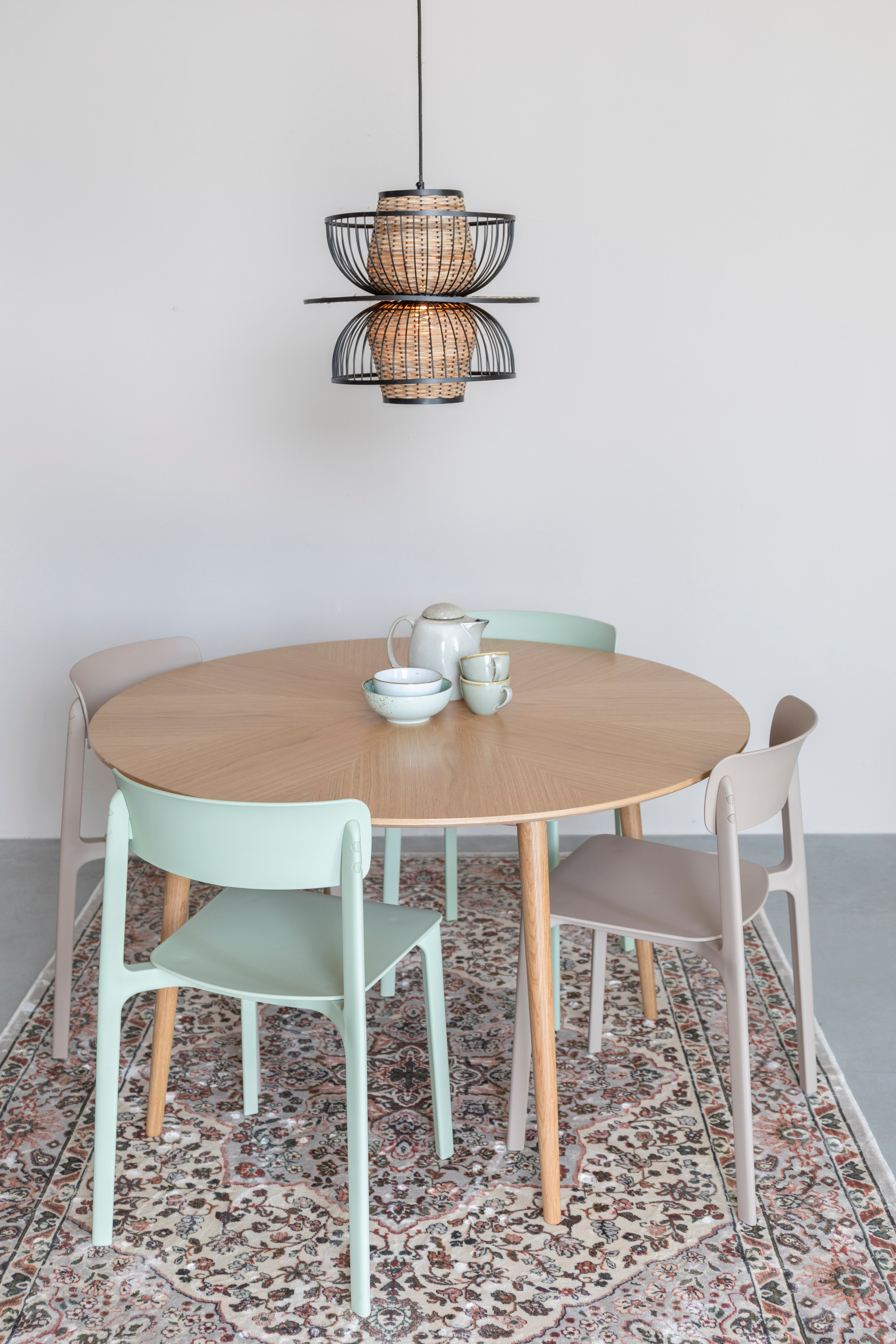 CARMEN Black Pendant Lamp with Natural Finish