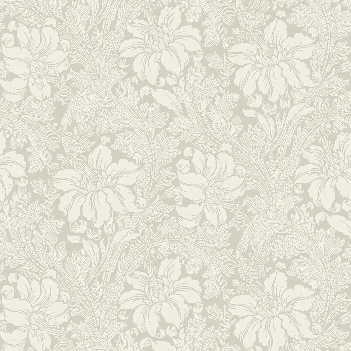 Non-woven paper wallpaper with a plant pattern ACANTHUS light green