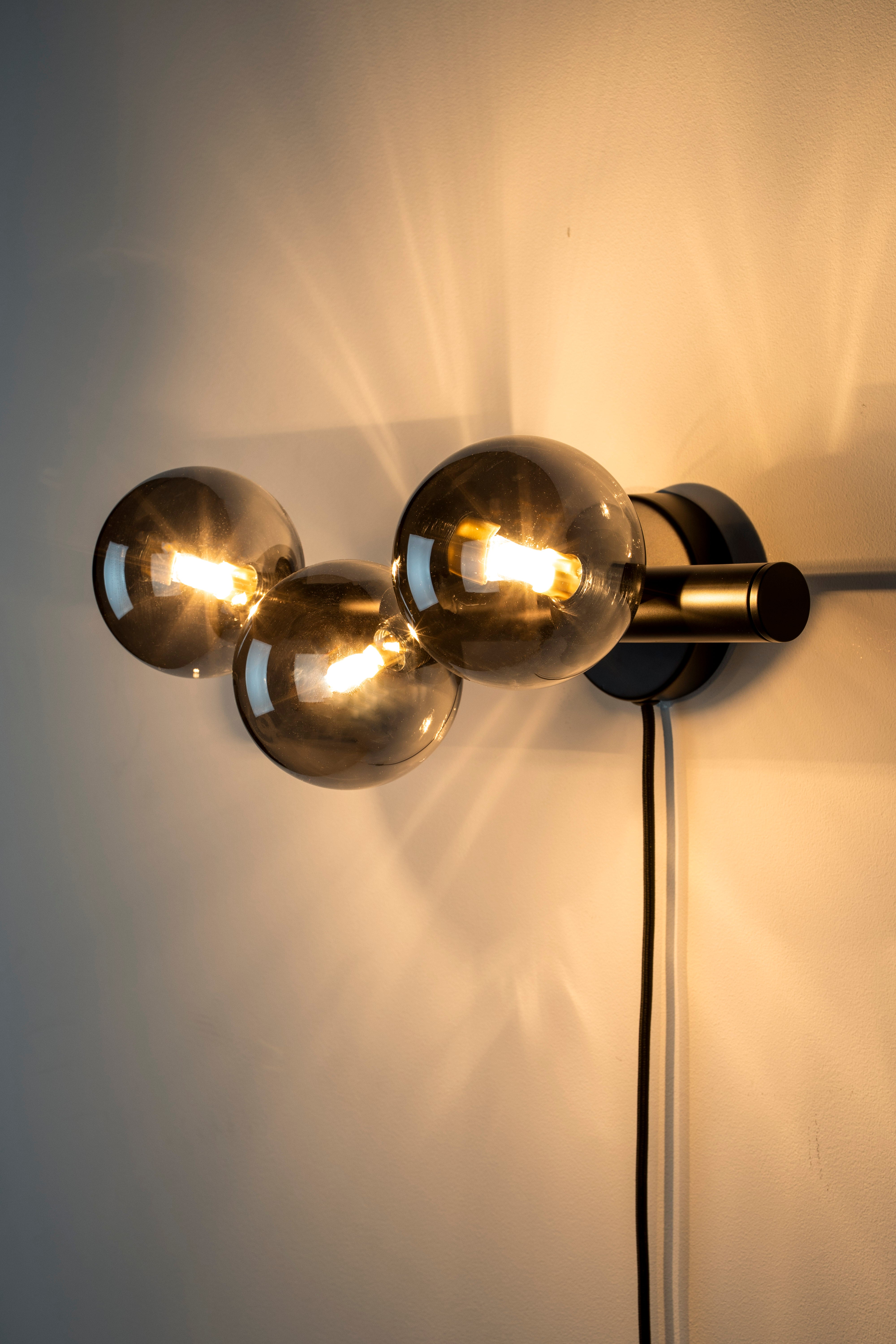 Three-point wall lamp MONICA smoked glass