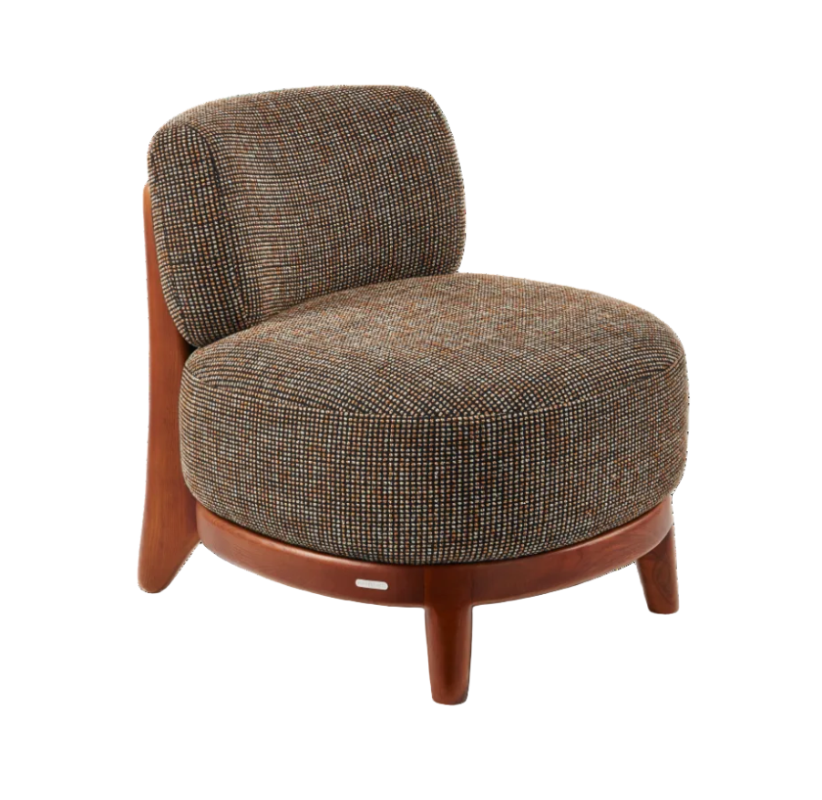 FIZZ Armchair in Dark Brown with Wooden Base