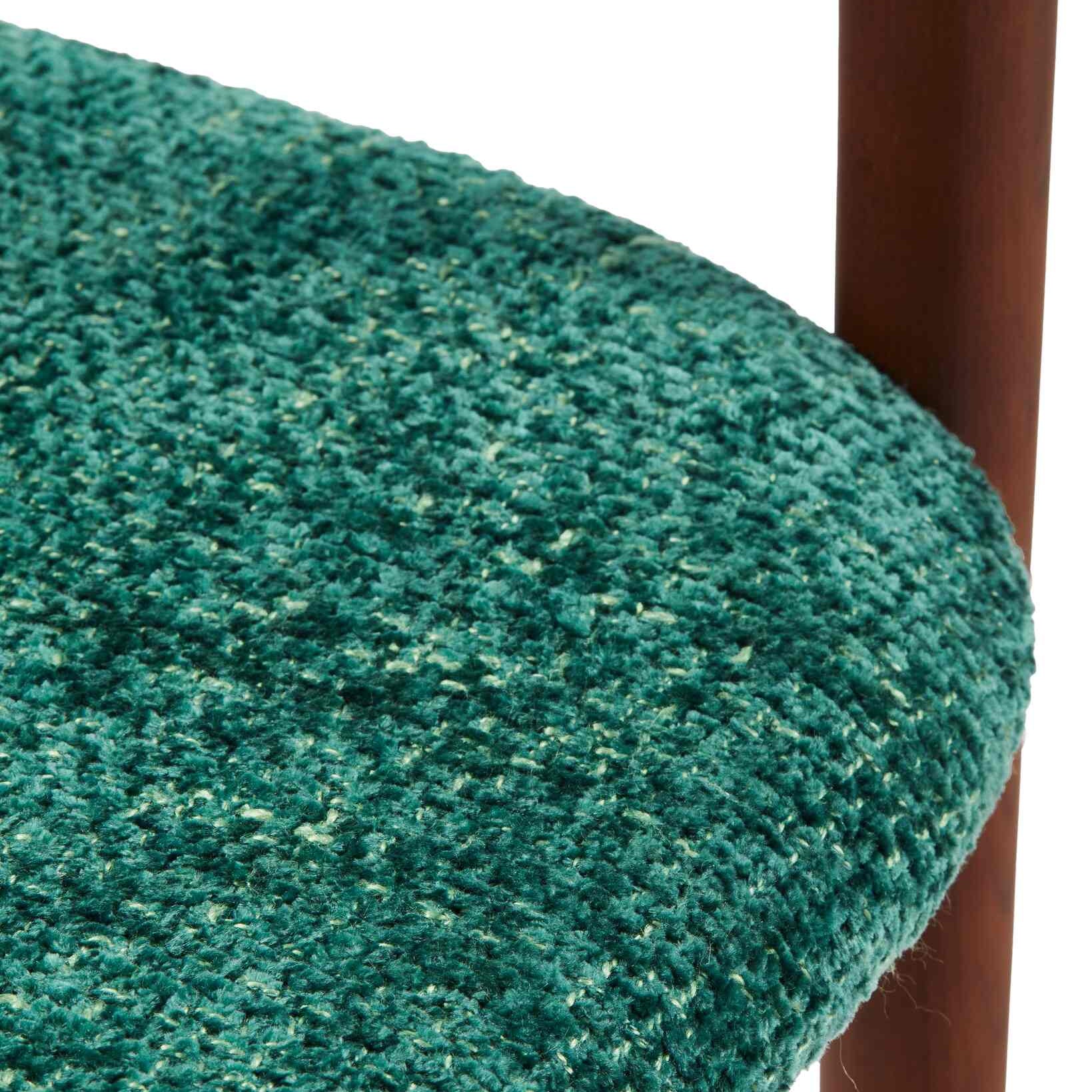 HENRY Armchair with Armrests in Dark Green with Wooden Base