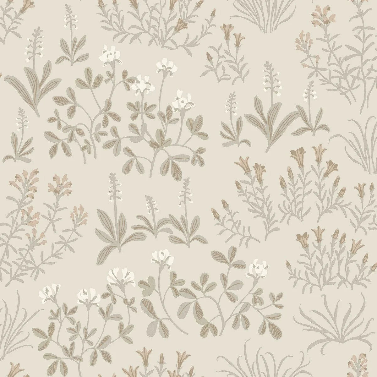 NORAS ANG sand floral plant motif wallpaper with brown