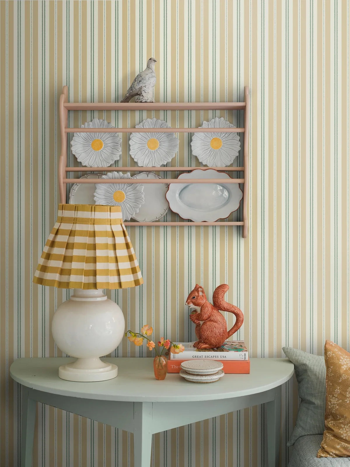 HEDDA Yellow and White Striped Wallpaper