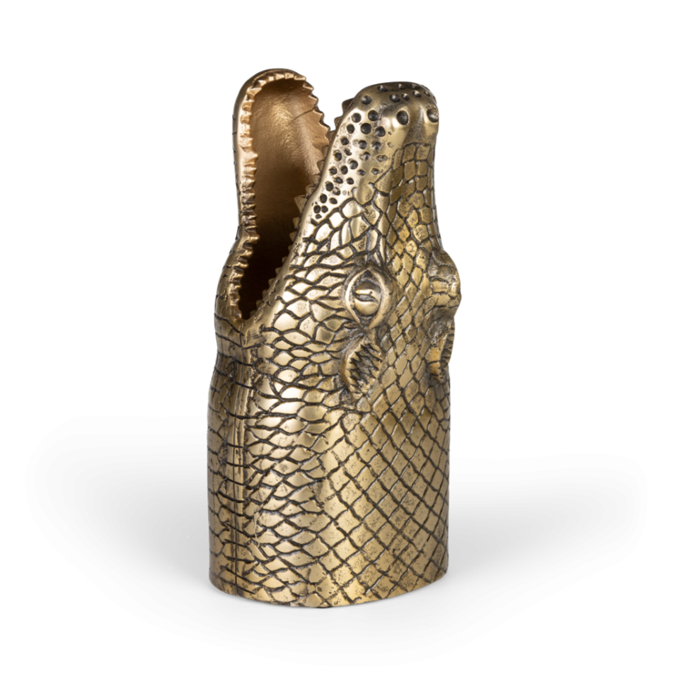 SEE YOU LATER ALLIGATOR vase antique brass