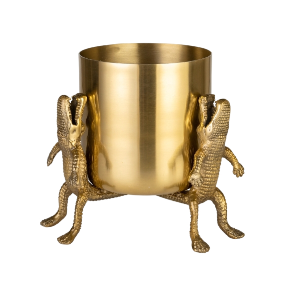 Vase SURROUNDED BY CROCODILES gold