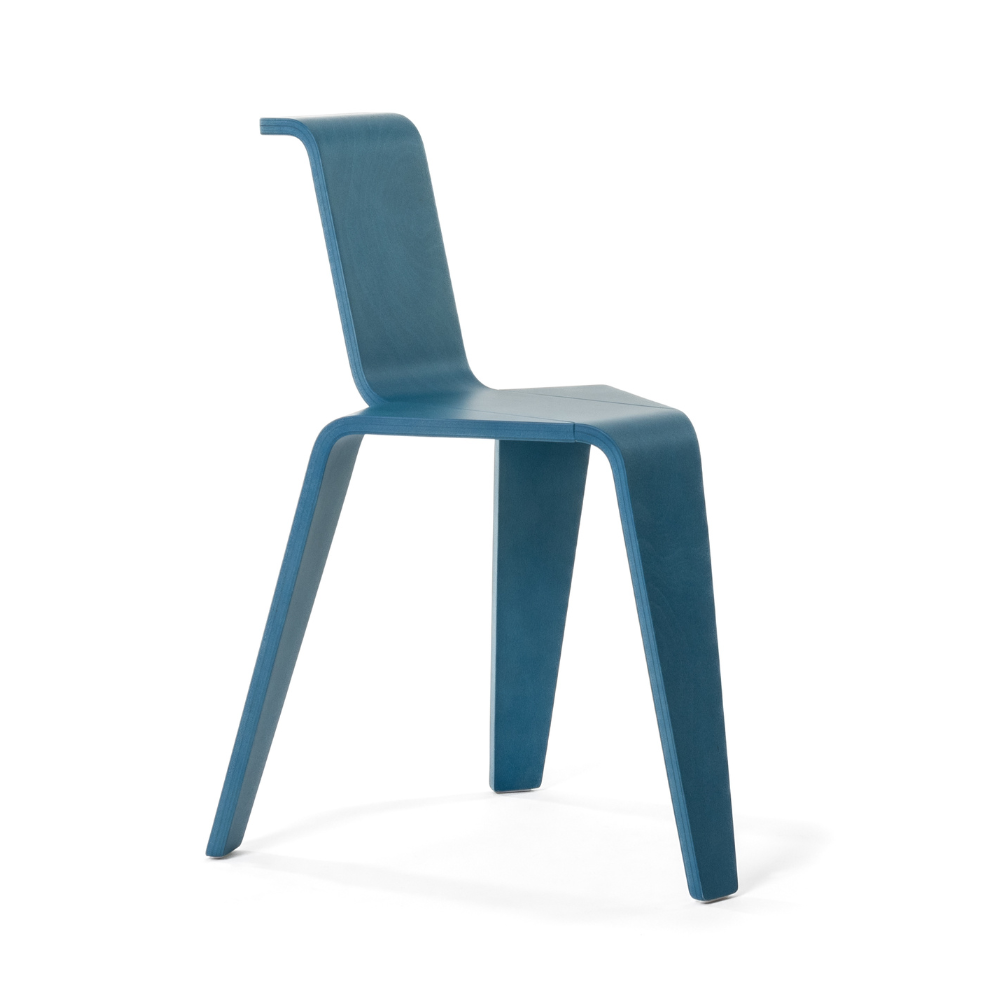 AKA Stuhl Blau Buchenholz