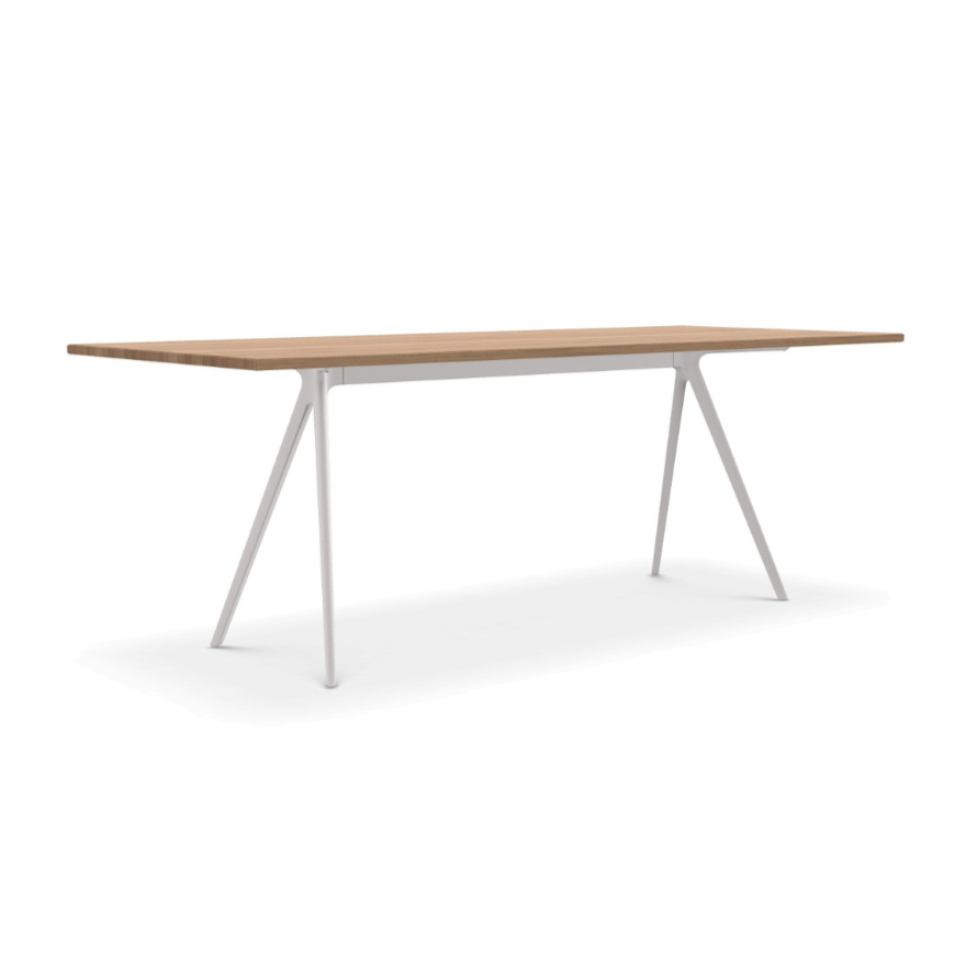 BAGUETTE table with a white aluminum base