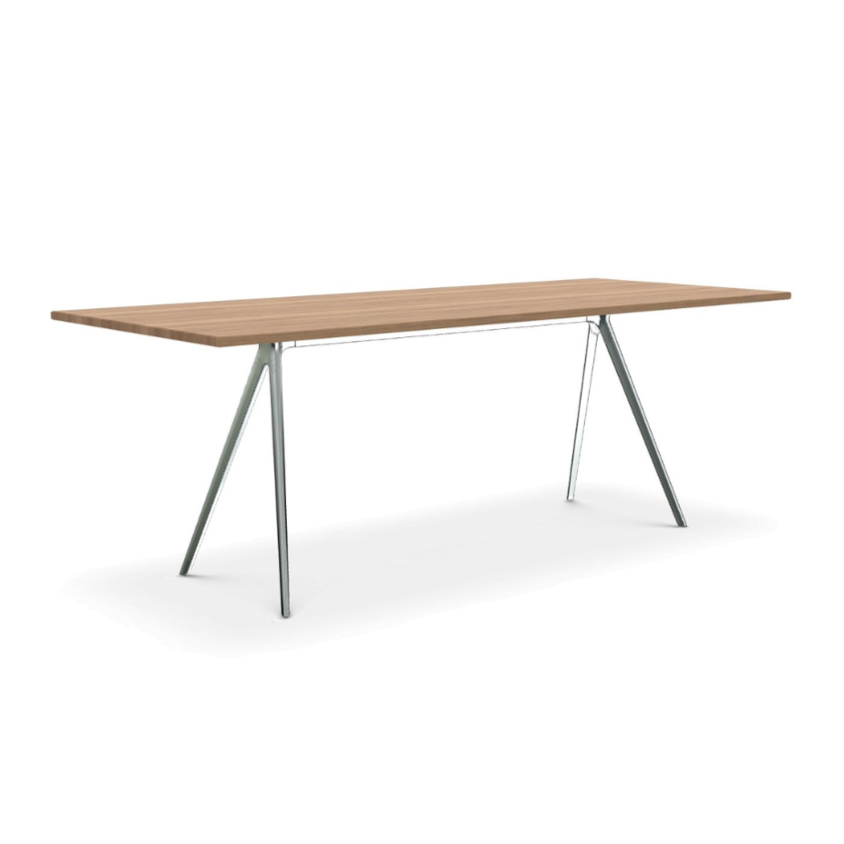 BAGUETTE Tisch mit poliertem Aluminiumgestell
