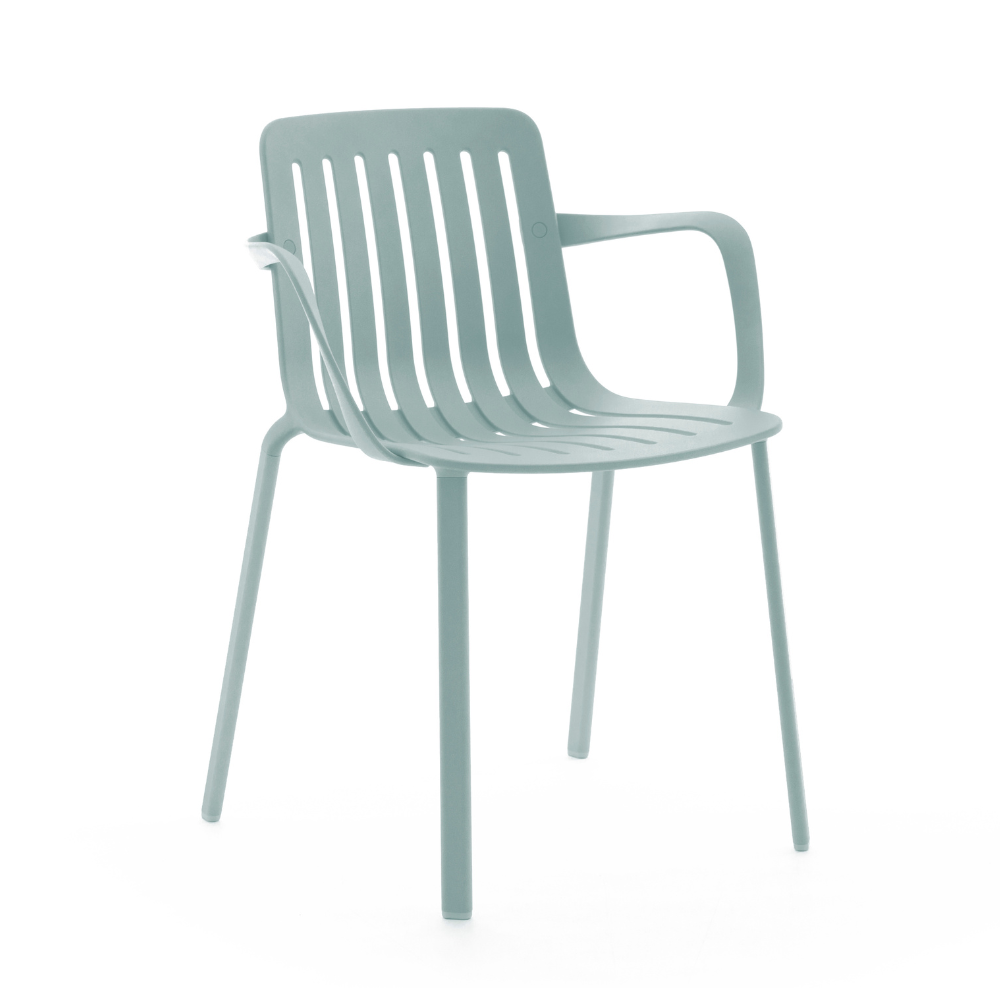 Outdoor chair with armrests PLATO blue