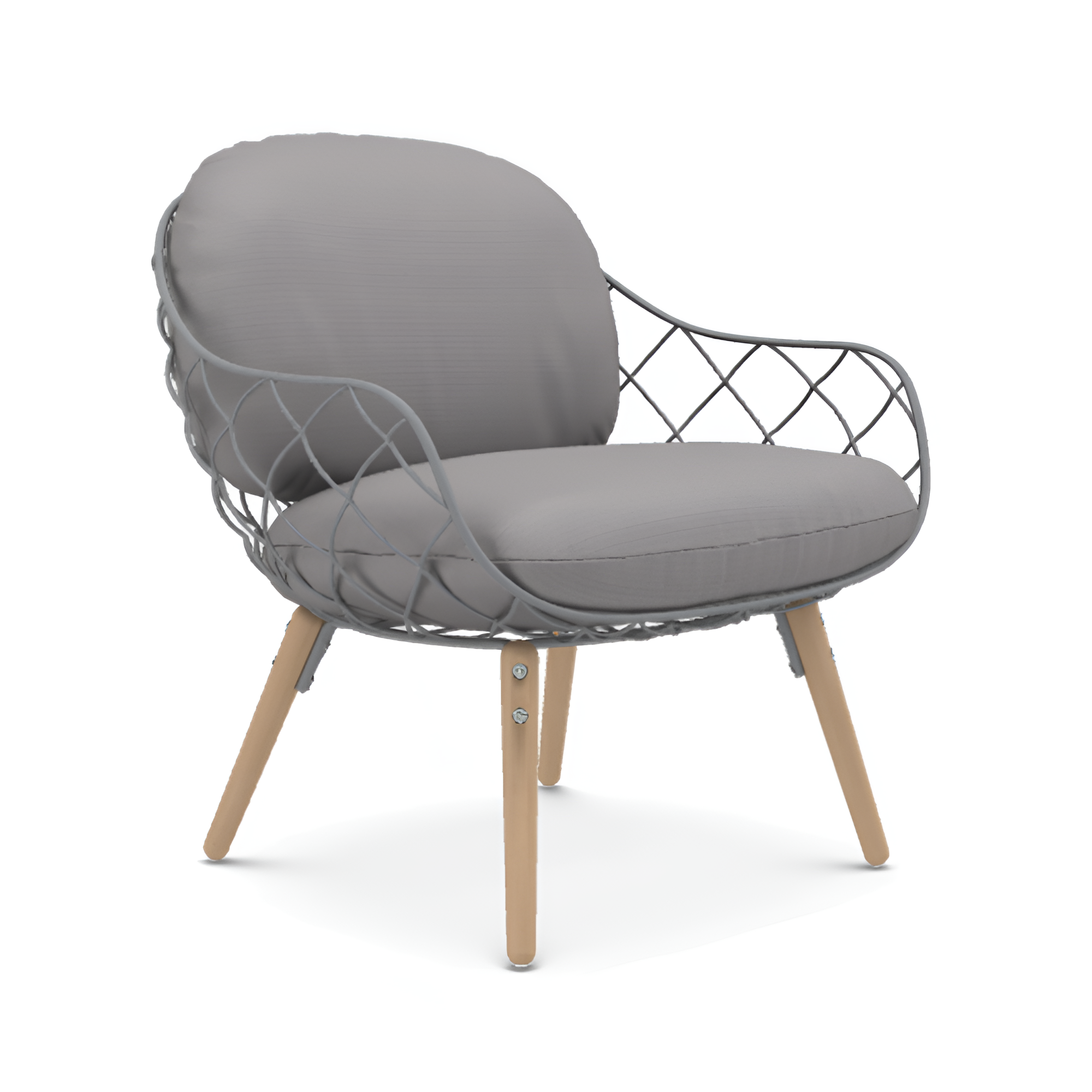 PIÑA armchair in gray with an ash base