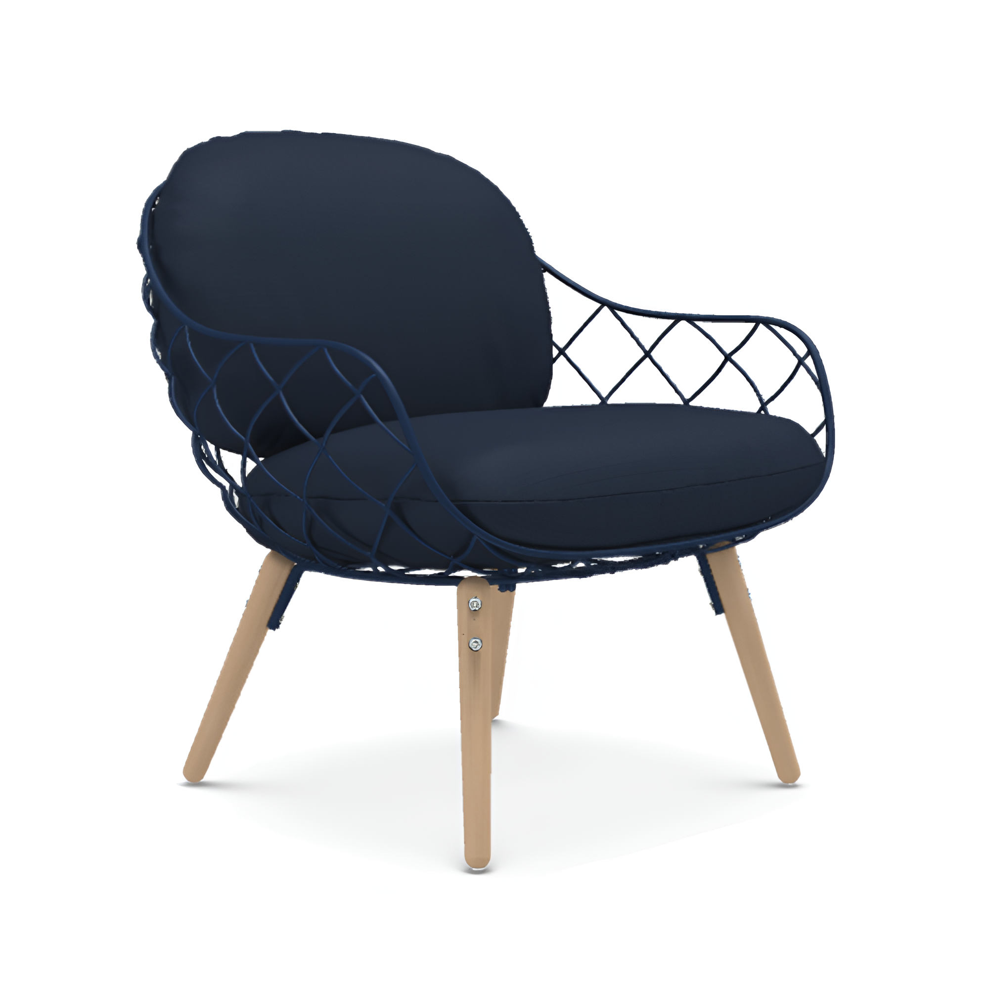 PIÑA armchair in navy blue with an ash base