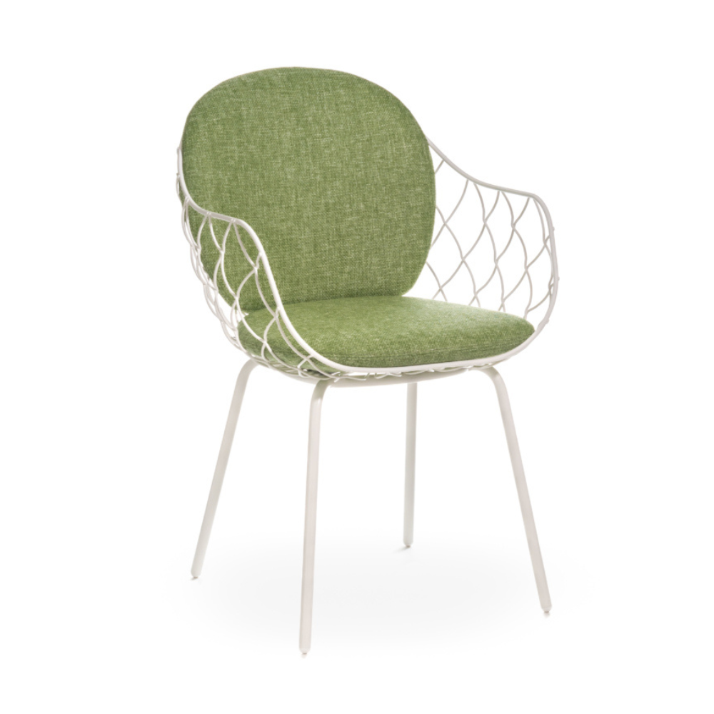 Outdoor chair PIÑA green with white base
