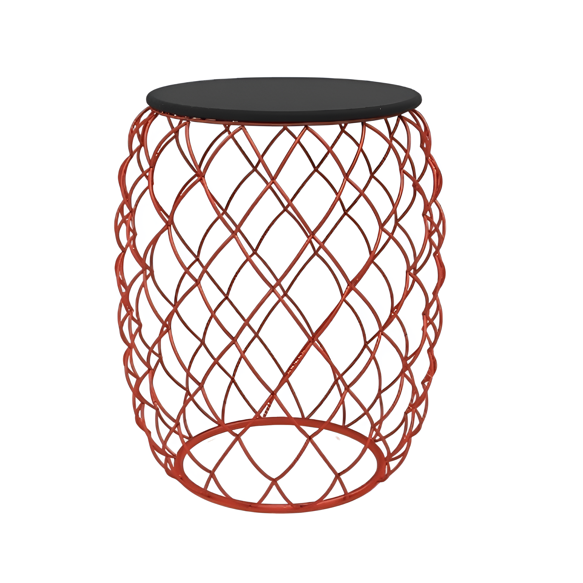 PIÑA side table with a black wooden top and a red base