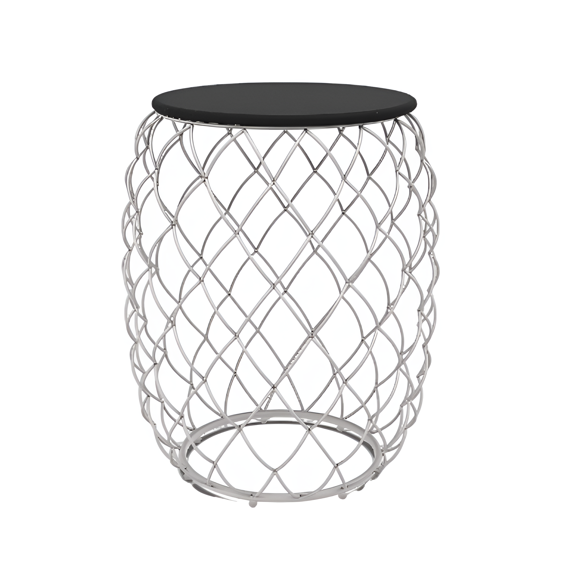 PIÑA side table with a black wooden top and a white base