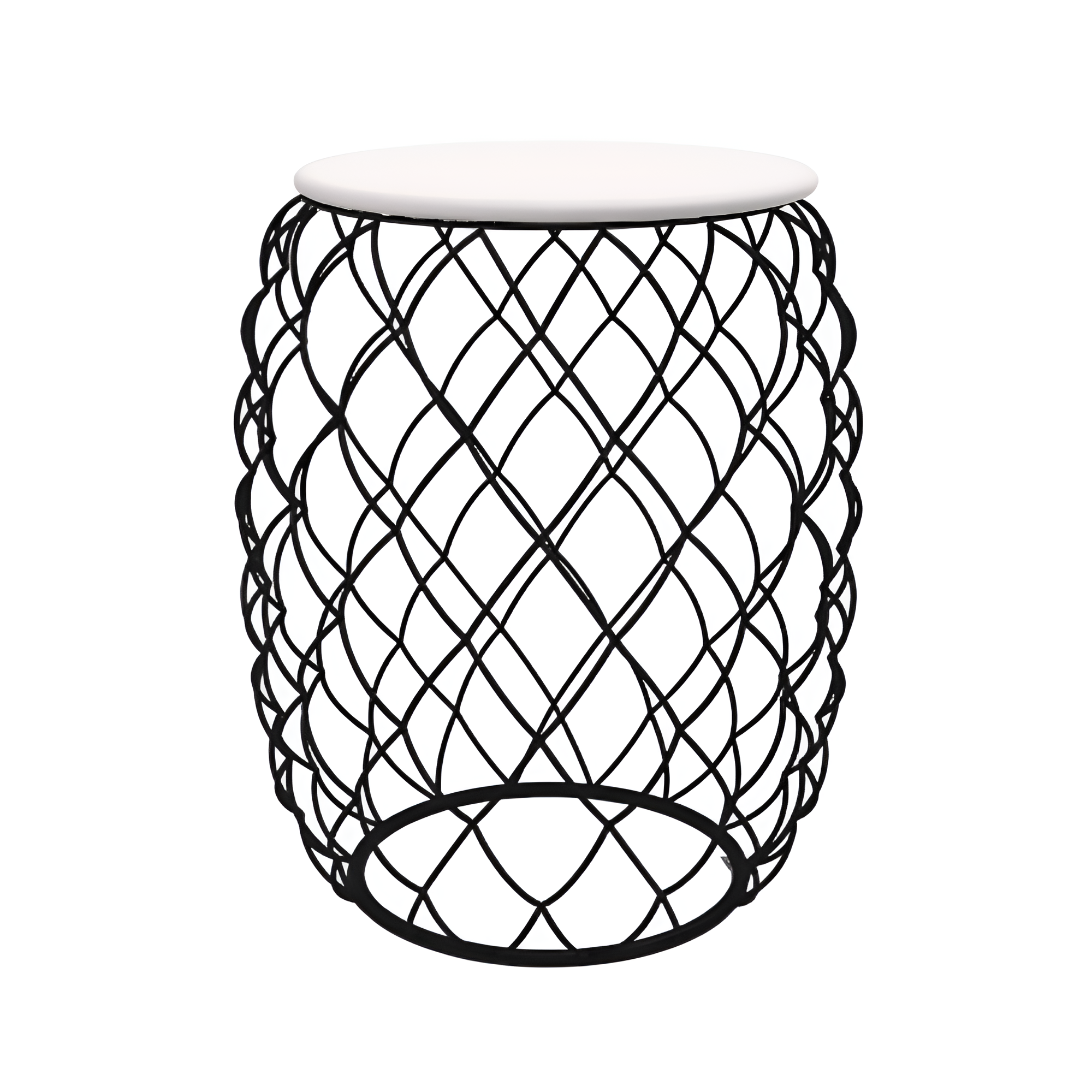 PIÑA side table with a white wooden top and a black base