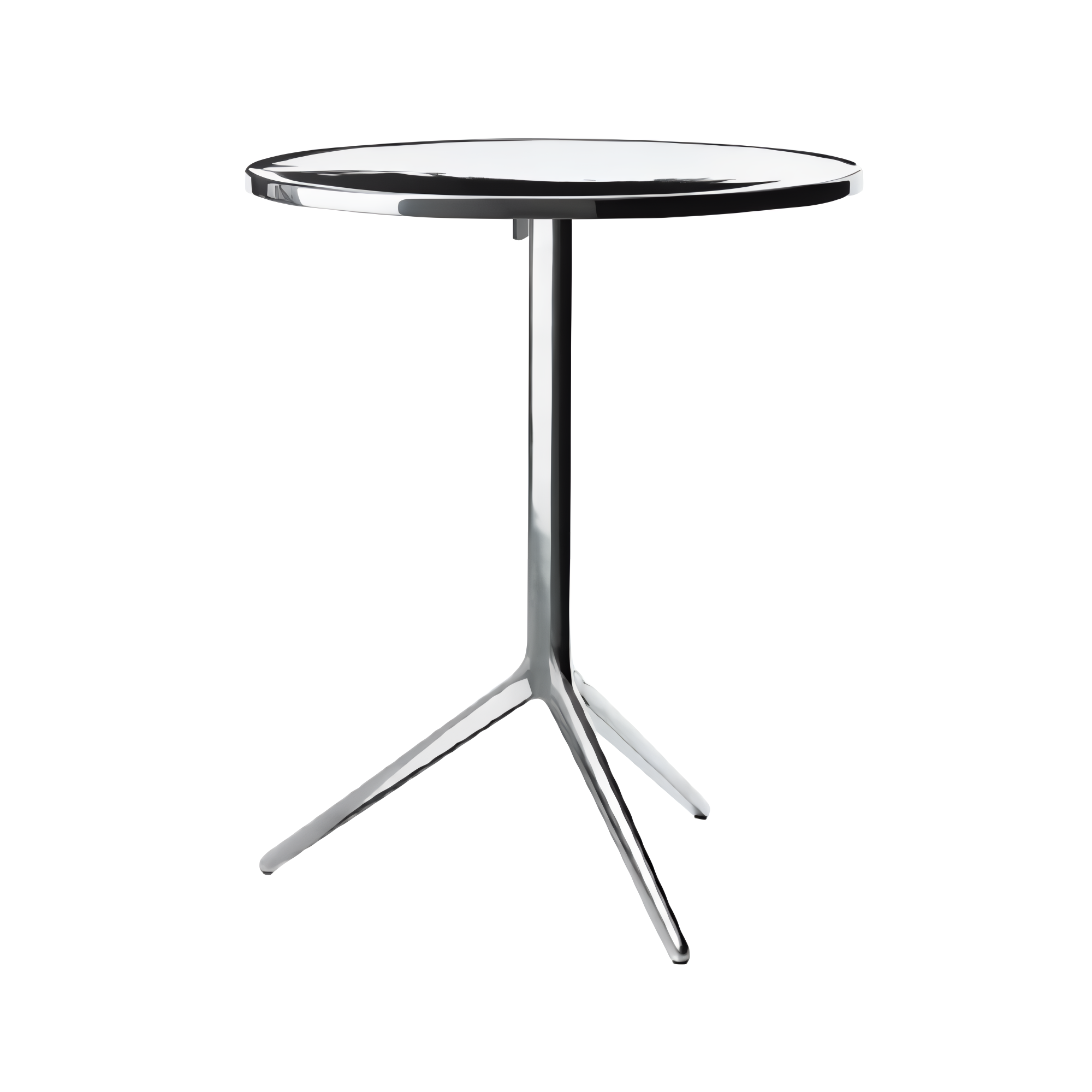 Runder Klapptisch CENTRAL aus poliertem Aluminium