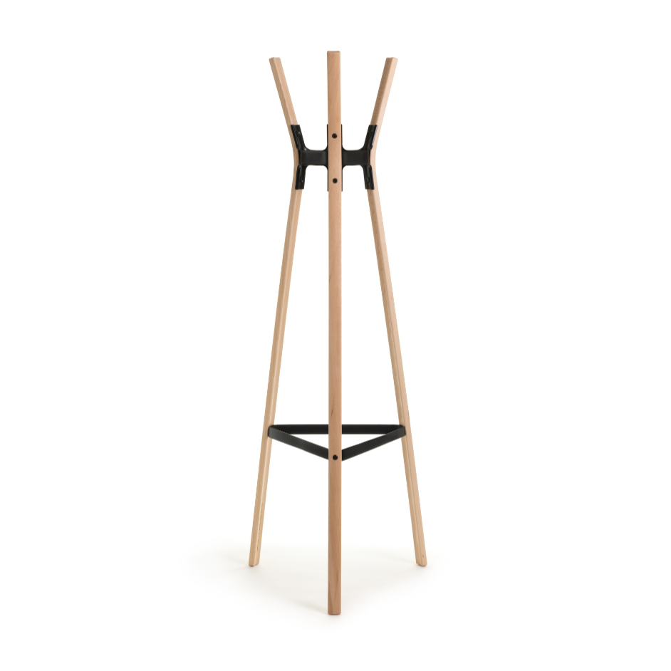 STEELWOOD Standgarderobe, Buchenholz mit schwarzen Gelenken