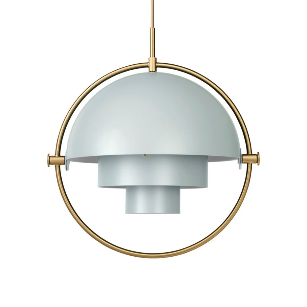 MULTI-LITE Pendelleuchte, graublau mit Messing