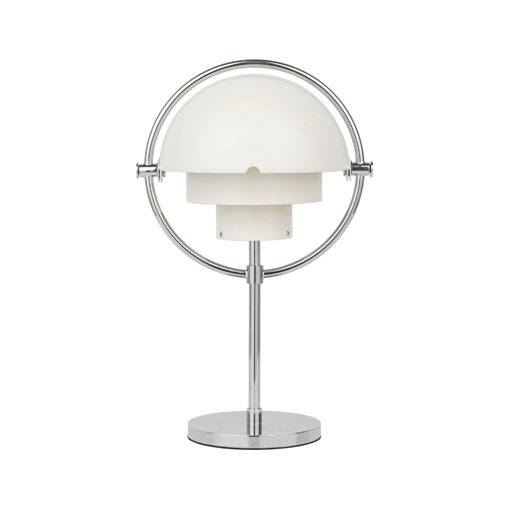 MULTI-LITE weiße tragbare Lampe mit Chromsockel