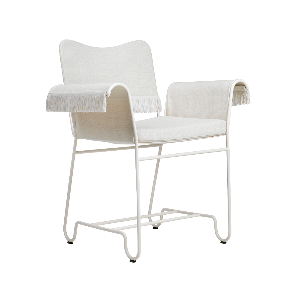 TROPIQUE cream garden chair with a white steel base