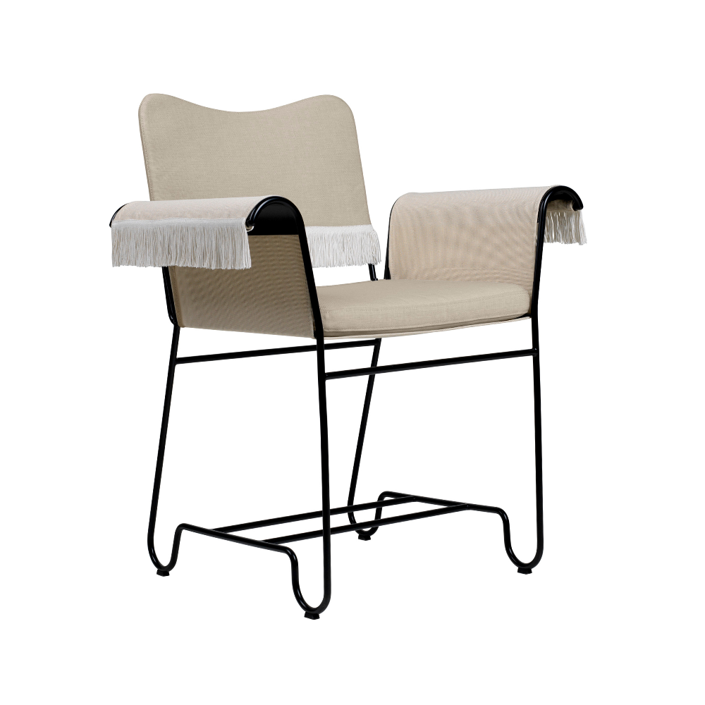 TROPIQUE Gartenstuhl, beige, mit schwarzem Stahlgestell