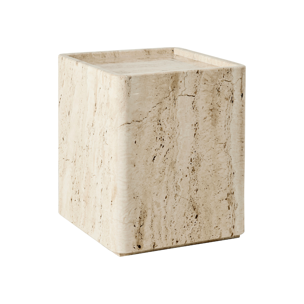 PIETRA cream travertine side table