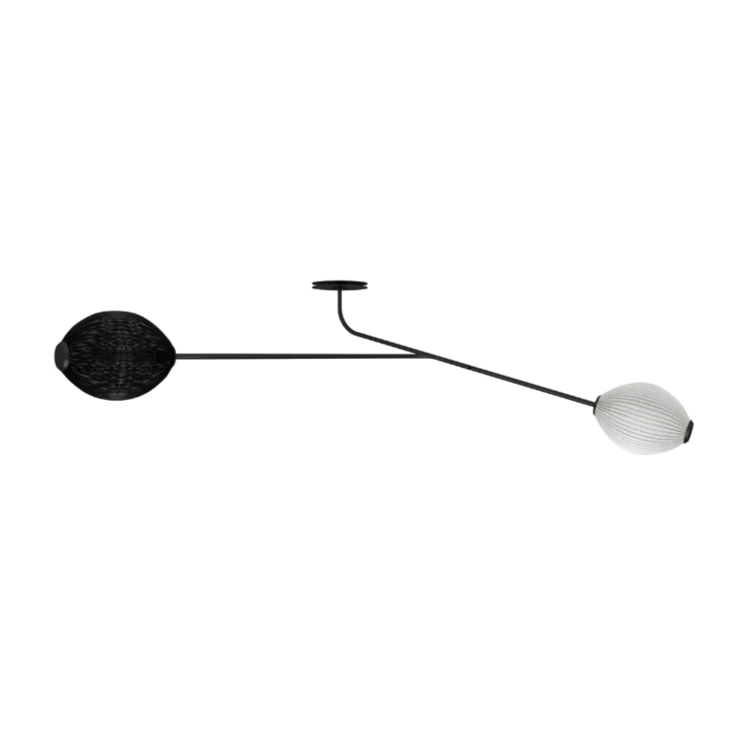 Zweipunktige Lampe mit Ausleger SATELLITE weiß mit schwarz