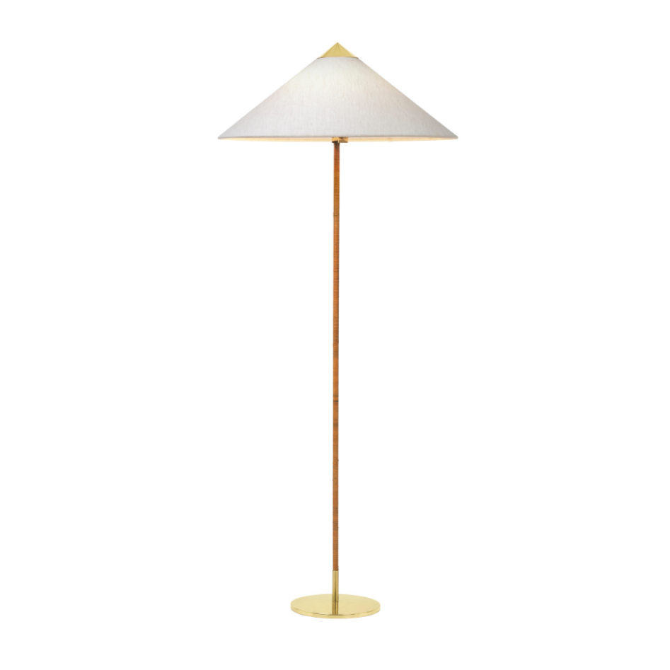 Floor lamp 9602 brass with white shade