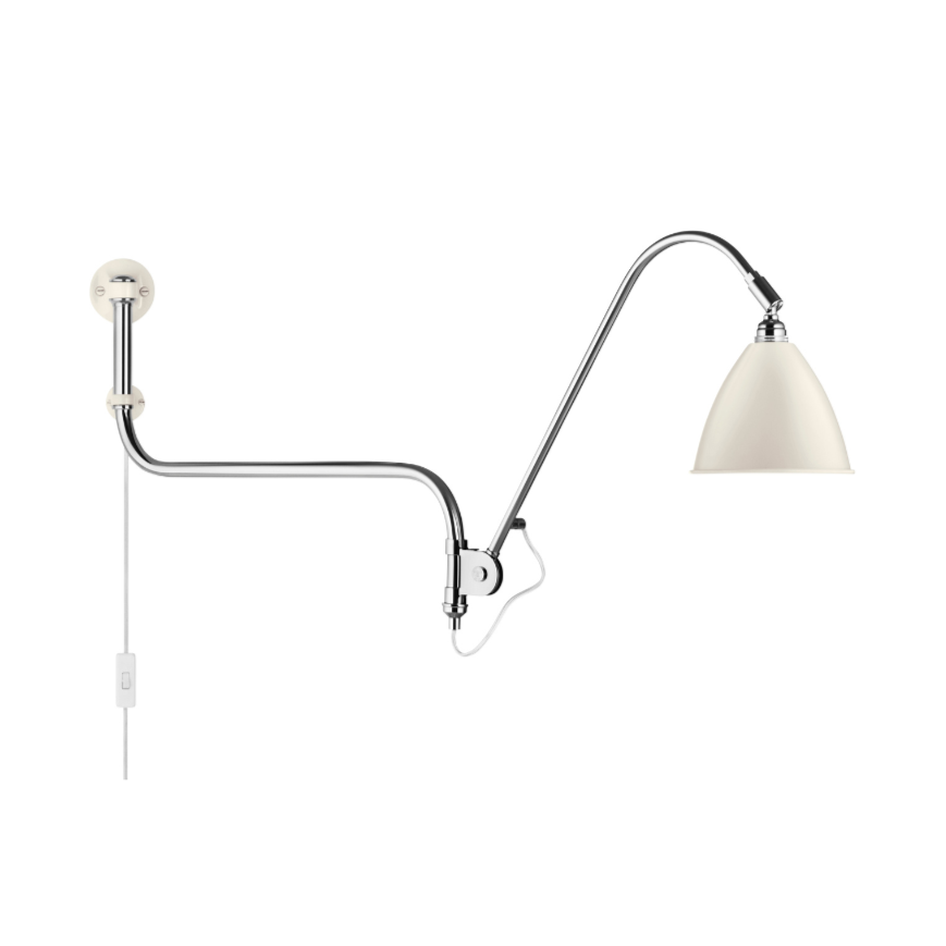 Wandleuchte mit verstellbarem Arm BESTLITE BL10 Chrom mit Porzellanschirm
