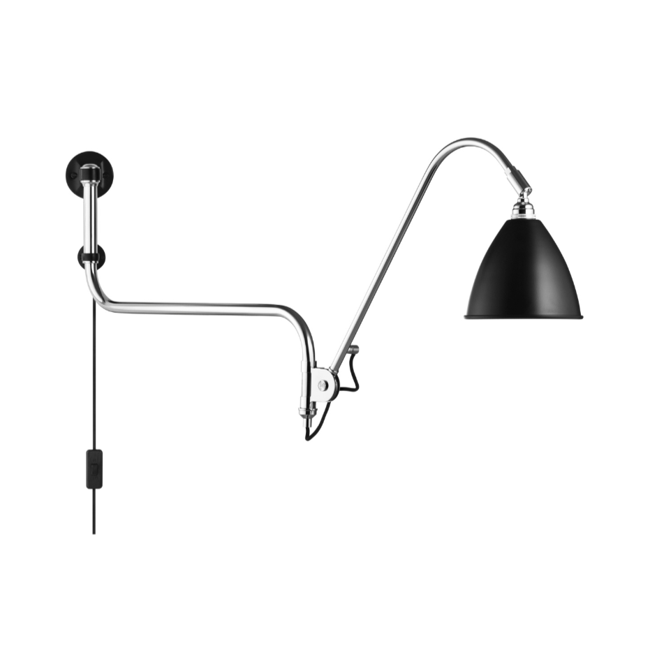 Wandleuchte BESTLITE BL10 Chrom mit schwarzem Schirm