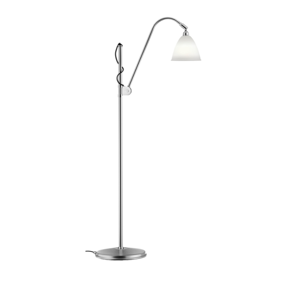 Stehlampe BESTLITE BL3 Chrom mit Porzellanschirm