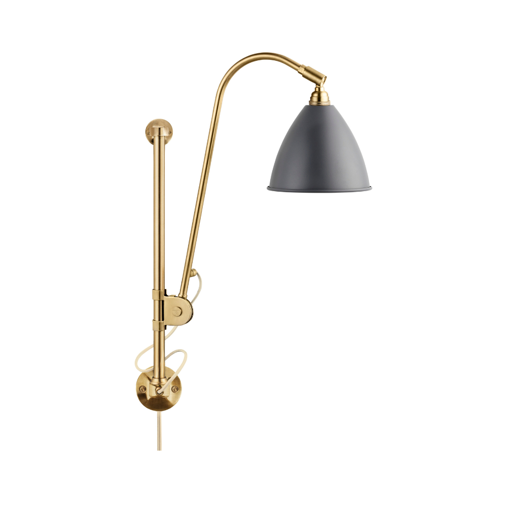 Wandleuchte BESTLITE BL5 Messing mit grauem Schirm