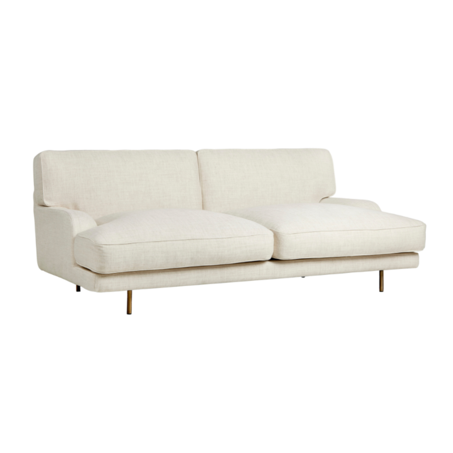 2-seater Sofa FLANEUR upholstered with a brass base