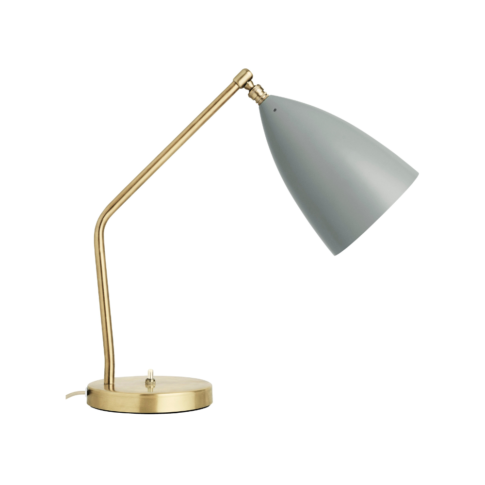 Tischlampe GRÄSHOPPA grauer Schirm mit goldenem Fuß