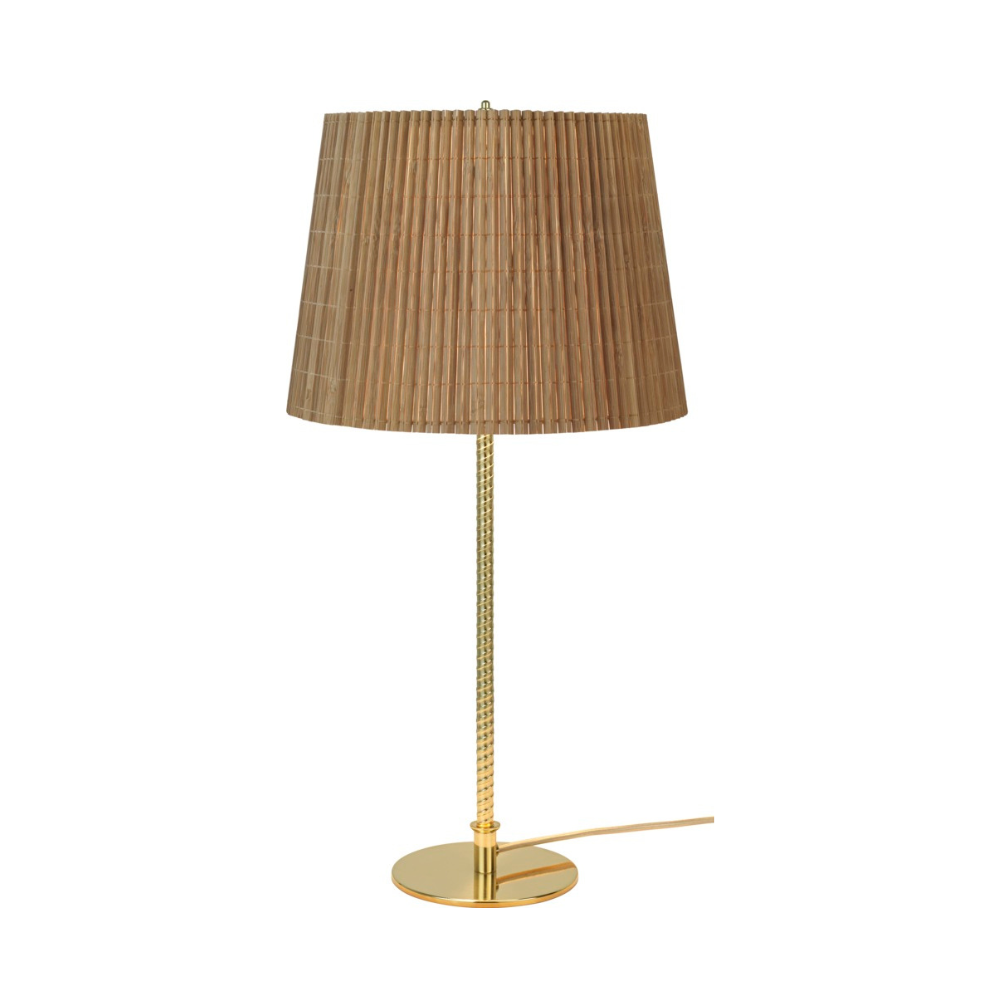 Tischlampe 9205 mit Bambusschirm und goldenem Fuß