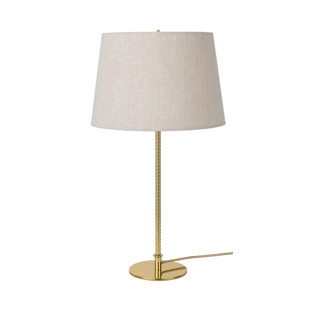 Tischlampe 9205 mit beigem Schirm und goldenem Fuß
