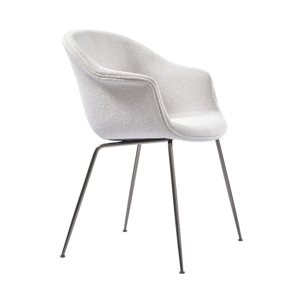 BAT upholstered chair with black chrome base