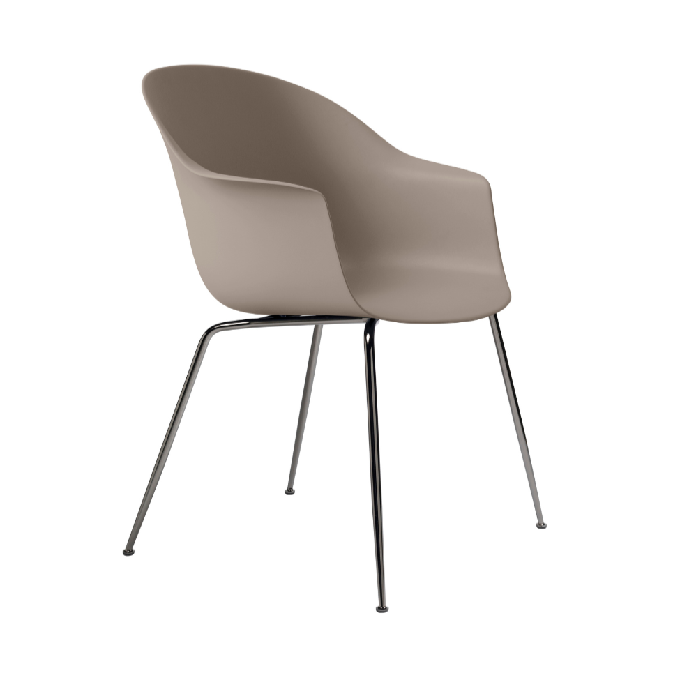 Stuhl BAT beige mit schwarzem verchromtem Gestell