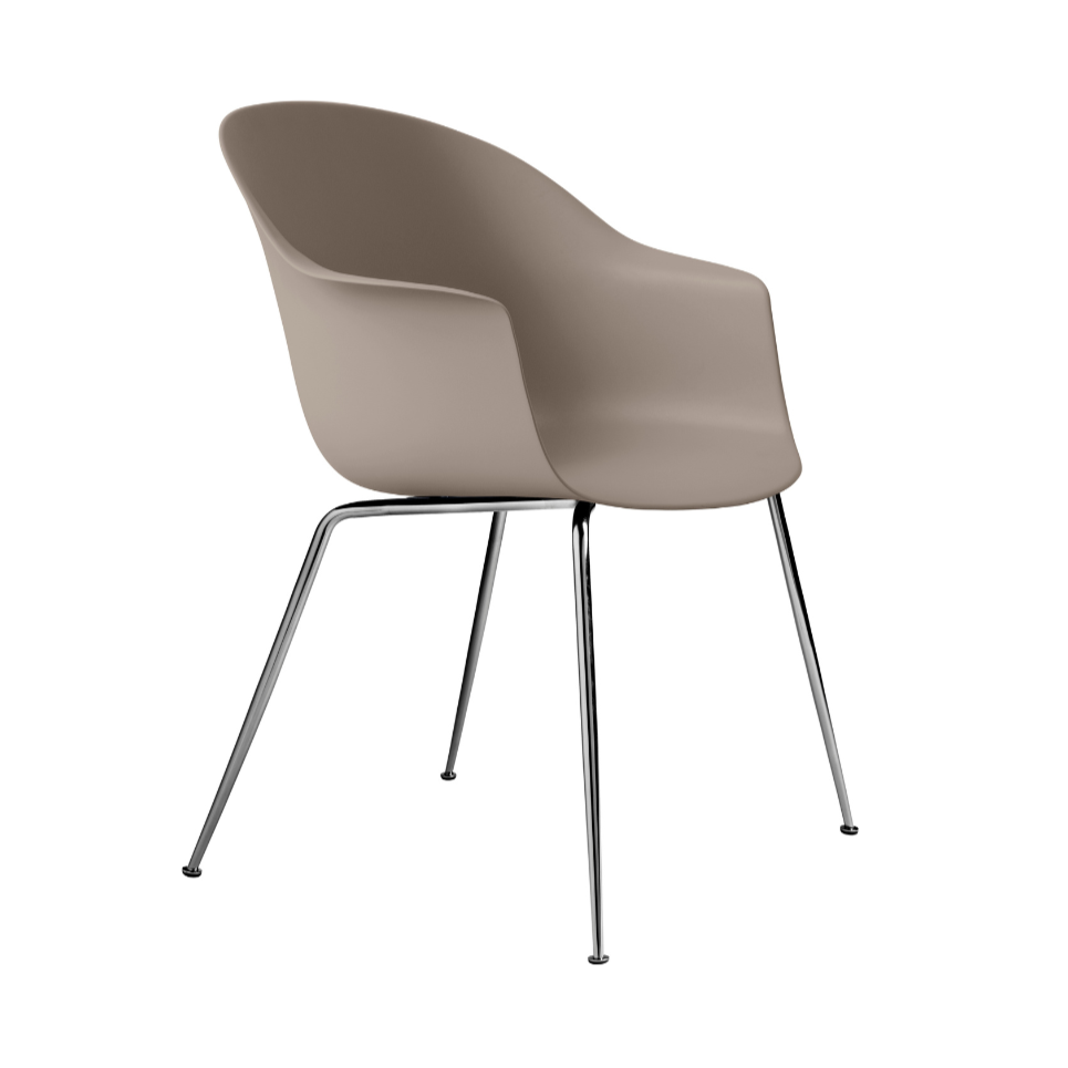 Stuhl BAT beige mit verchromtem Fuß