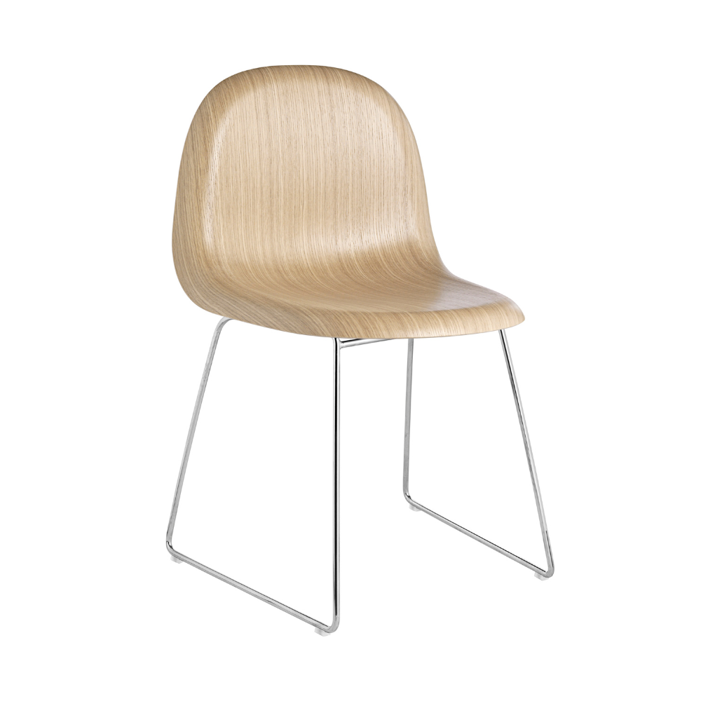 GUBI 3D Chair oak wood with chrome base