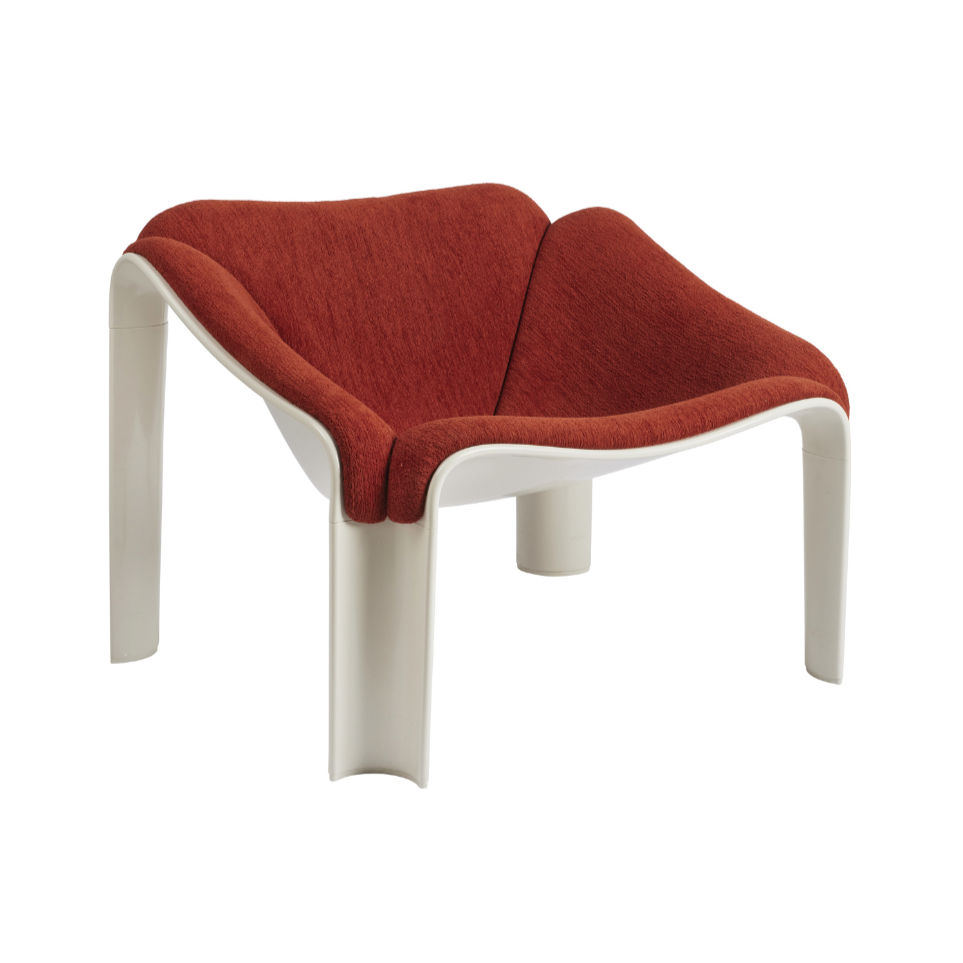 F300 Armchair in Red with White Base