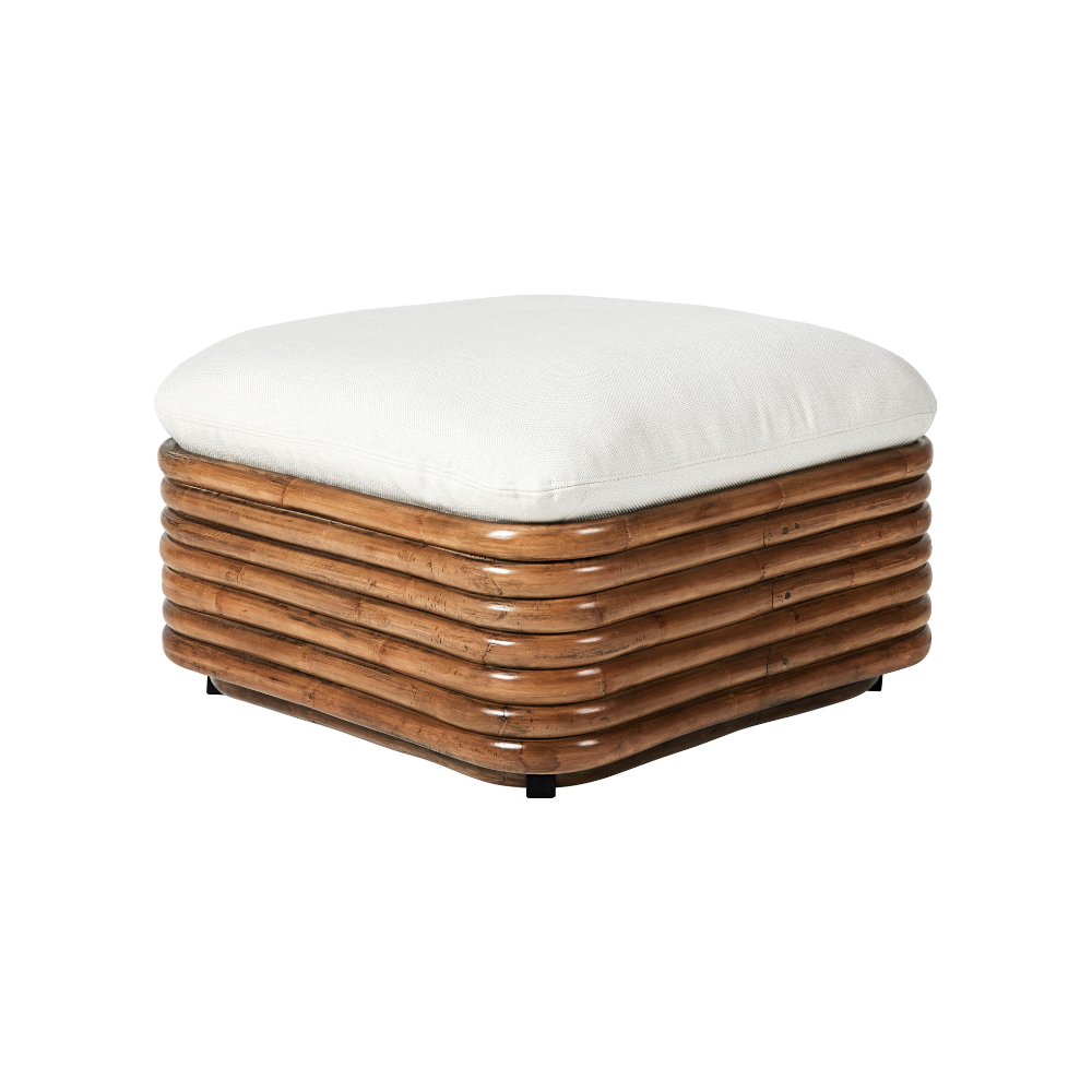 Puf BOHEMIAN 72 gepolstert mit Rattanbasis